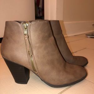 Brown heeled booties